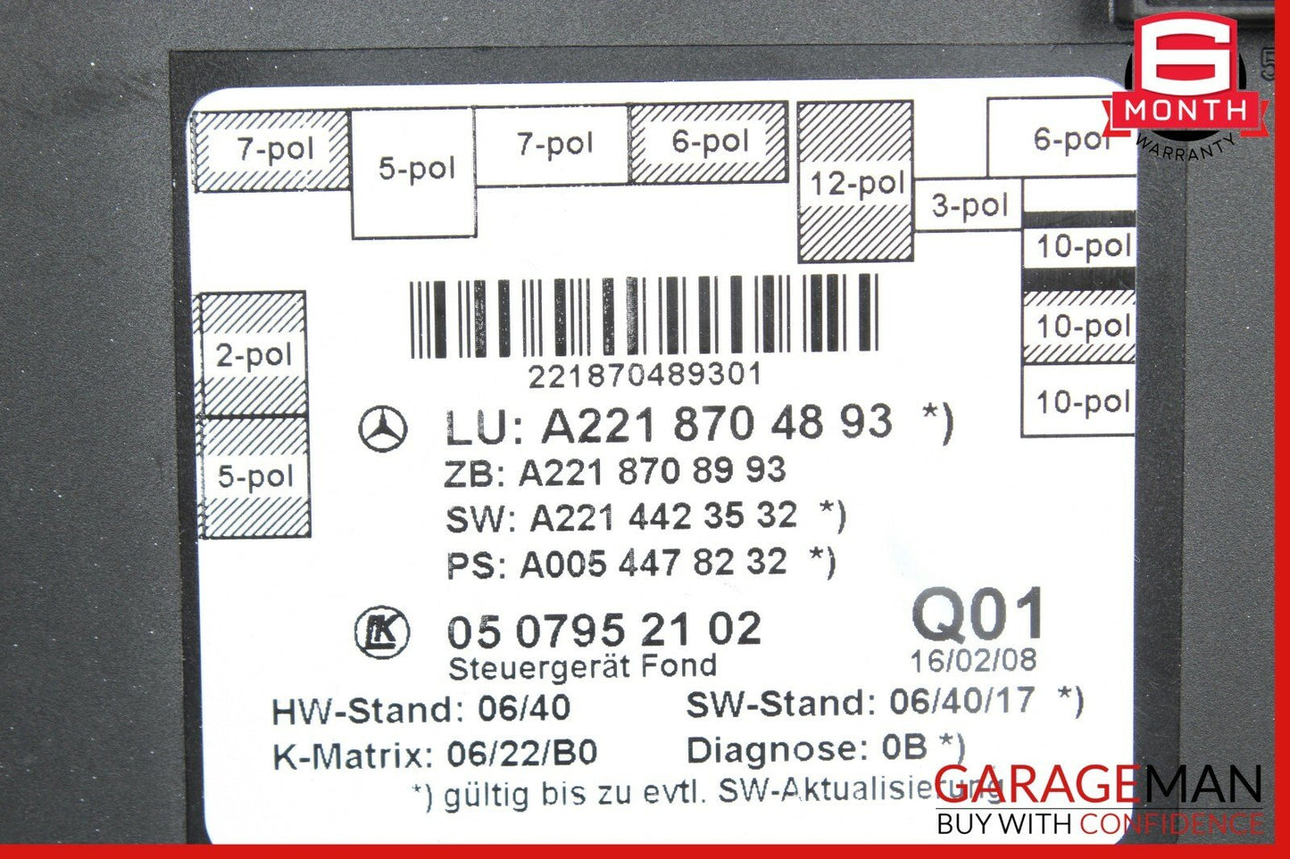 07-13 Mercedes W221 S550 S63 AMG Rear Left Side Door Control Module OEM