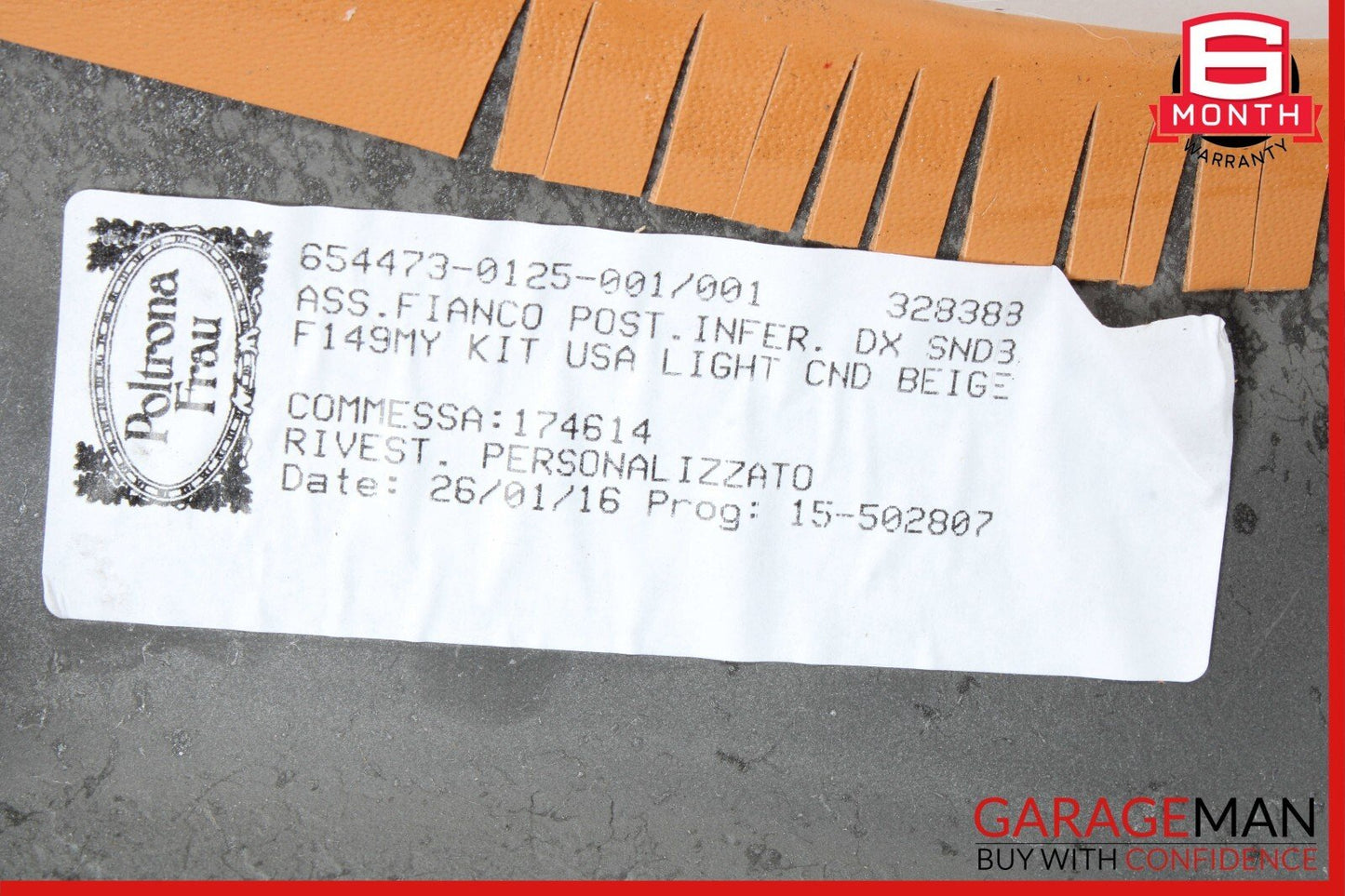 15-18 Ferrari California T Rear Right Side Quarter Panel Trim Cover Assy Beige