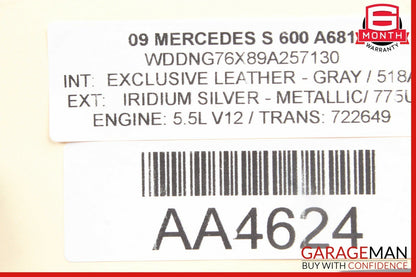 07-13 Mercedes W221 S550 S600 Front Right Exterior Door Handle Keyless Go Silver