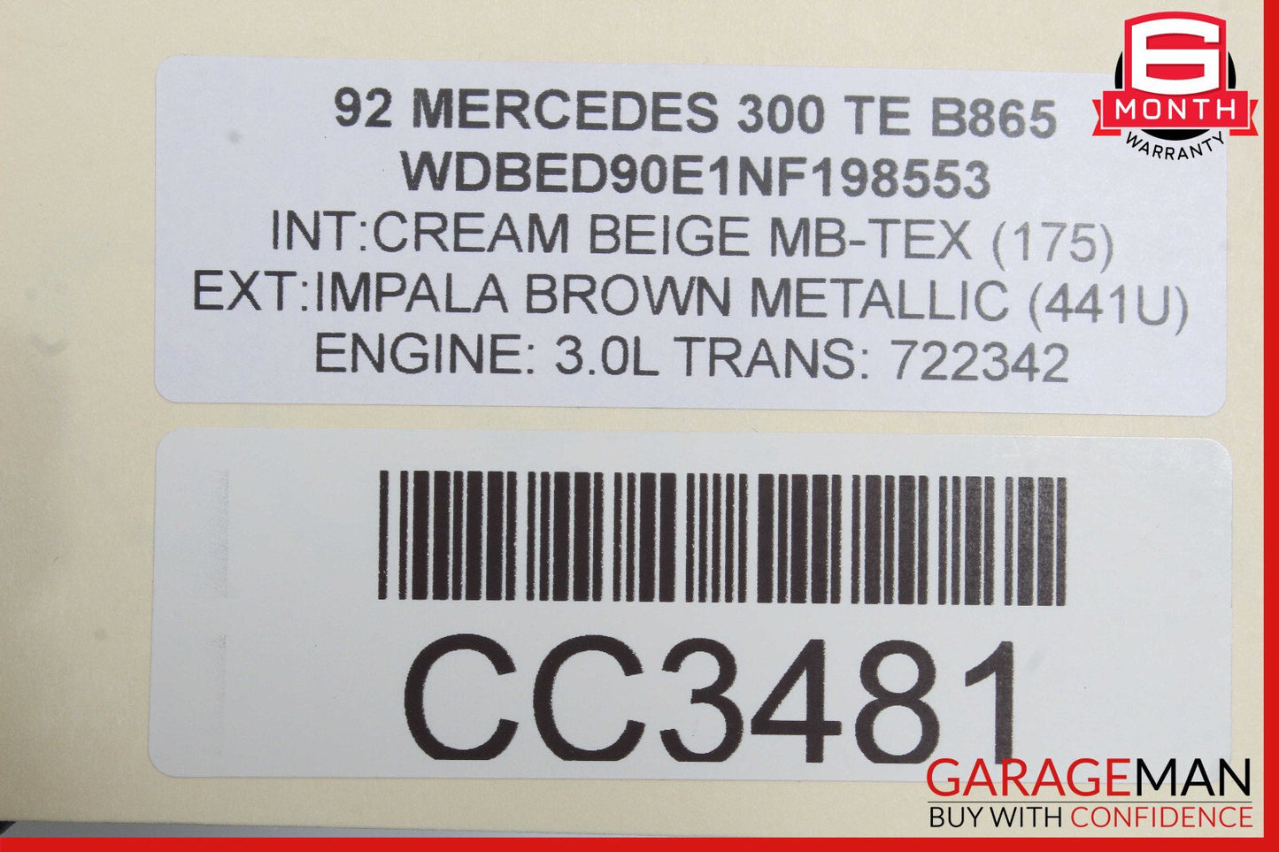 87-95 Mercedes W124 300TE Wagon Rear Right Lower Bottom Seat Cushion OEM