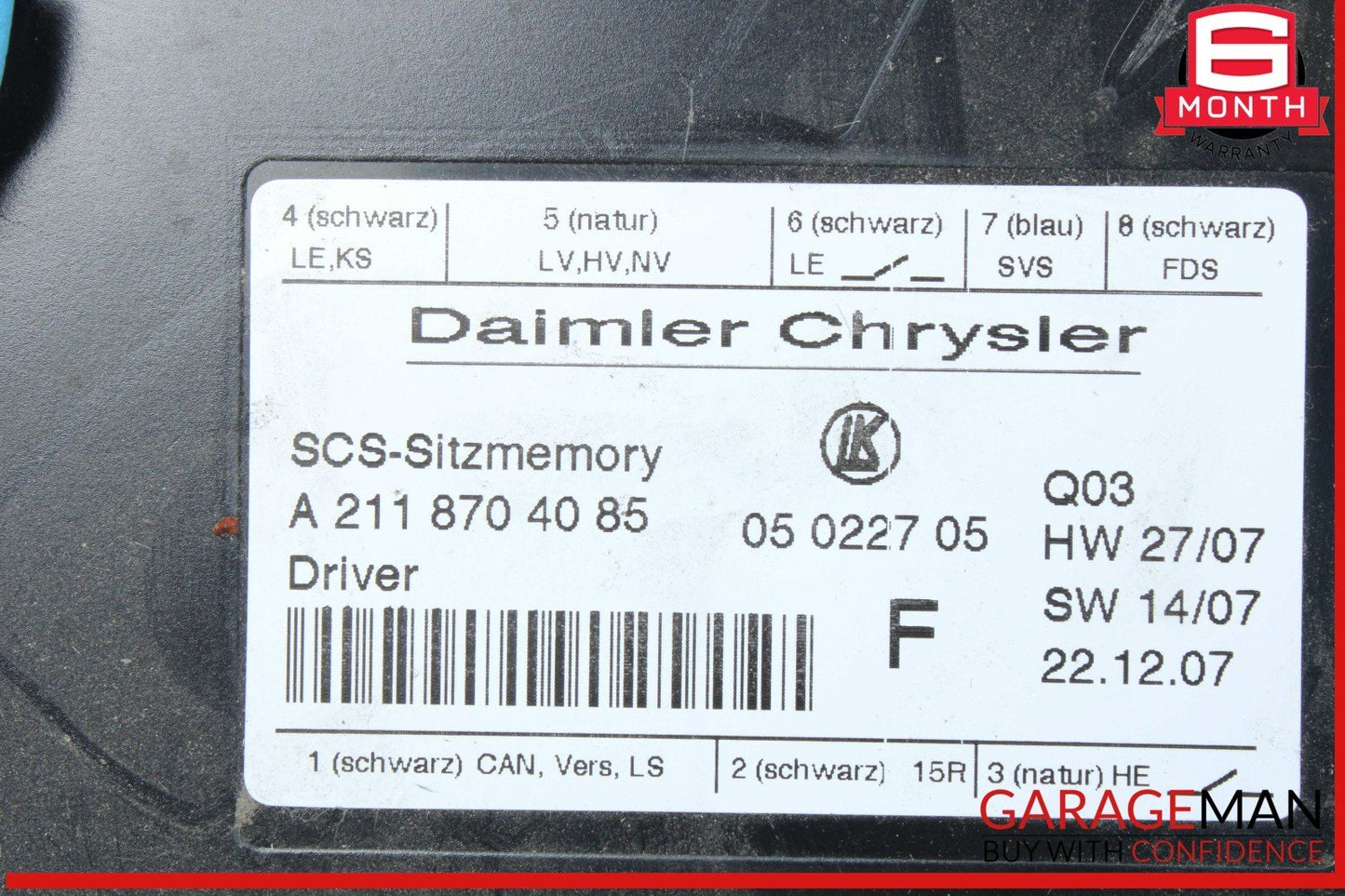 03-11 Mercedes R171 SLK280 Front Left Side Seat Control Module 2118704085 OEM