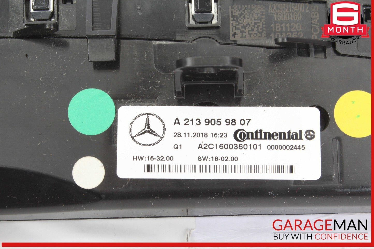 17-19 Mercedes W213 E300 Front Heater AC A/C Climate Control Switch Panel OEM