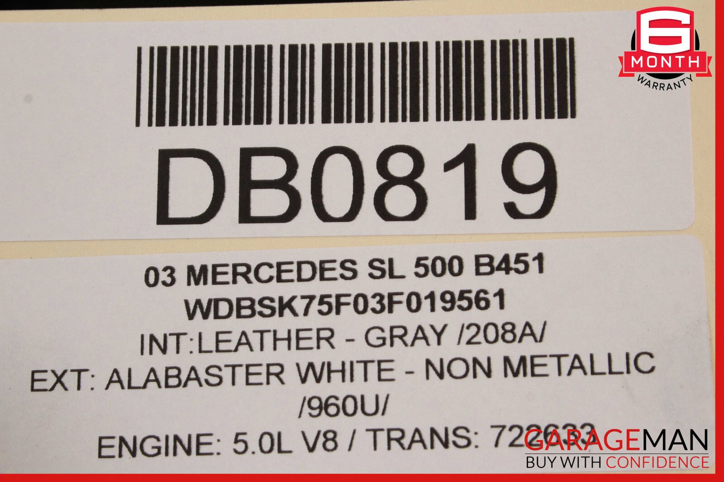 03-08 Mercedes R230 SL500 SL600 Right Convertible Hard Roof Top Hinge Assembly