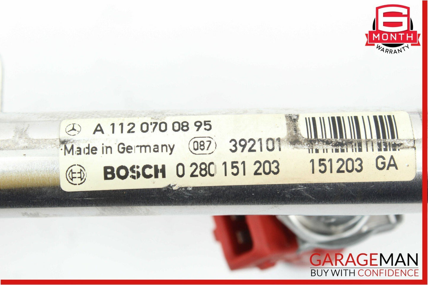 01-04 Mercedes W203 C240 Fuel Injection Rail Line w/ Injectors 1120700895 OEM