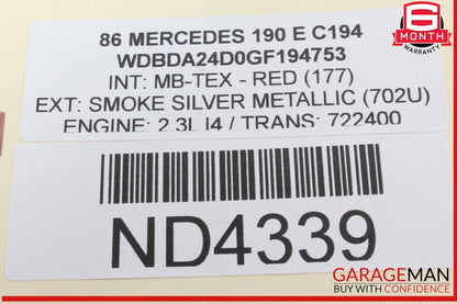 84-93 Mercedes W201 190E 190D Seatbelt Seat Belt Relay Control Module OEM