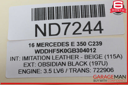 08-16 Mercedes W212 E350 E400 Rear Left Driver Side Window Regulator Motor OEM