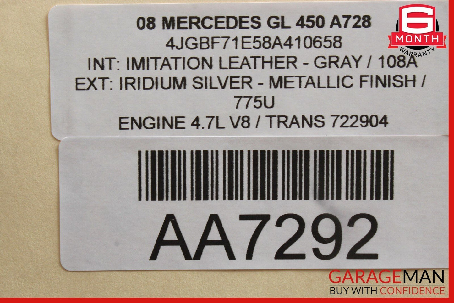 06-13 Mercedes GL450 ML450 ML63 AMG Front Top Overhead Dome Light Map Lamp Gray