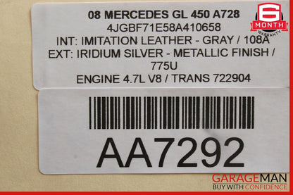 06-13 Mercedes GL450 ML450 ML63 AMG Front Top Overhead Dome Light Map Lamp Gray