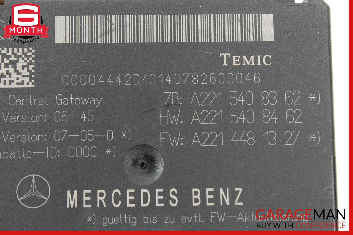 07-09 Mercedes W221 S550 CL550 Central Gateway Control Module 2215408362 OEM