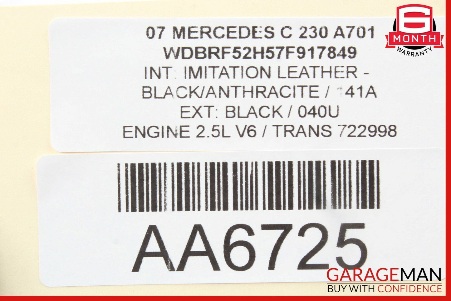 01-07 Mercedes W203 C230 C280 C55 AMG Rear Left Side Door Lock Latch Actuator
