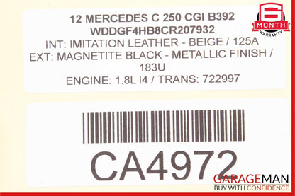 12-14 Mercedes W204 C350 C300 C63 AMG Rear SAM Fuse Relay Junction Box Assembly