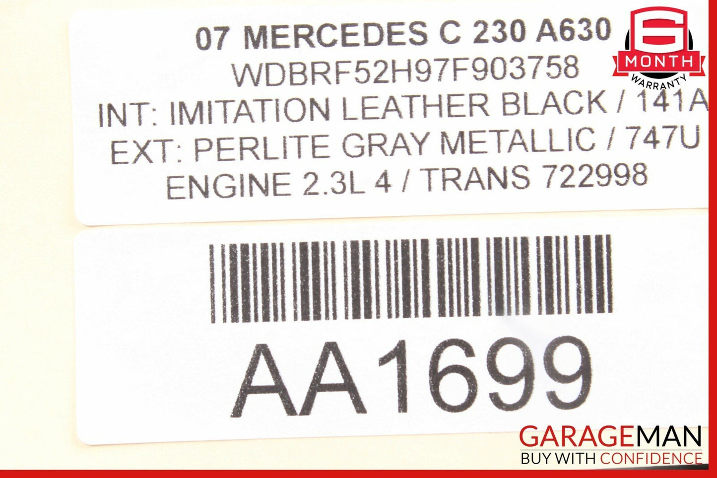 01-07 Mercedes W203 C230 Rear Left & Right Side Shock Absorber Coil Spring Set