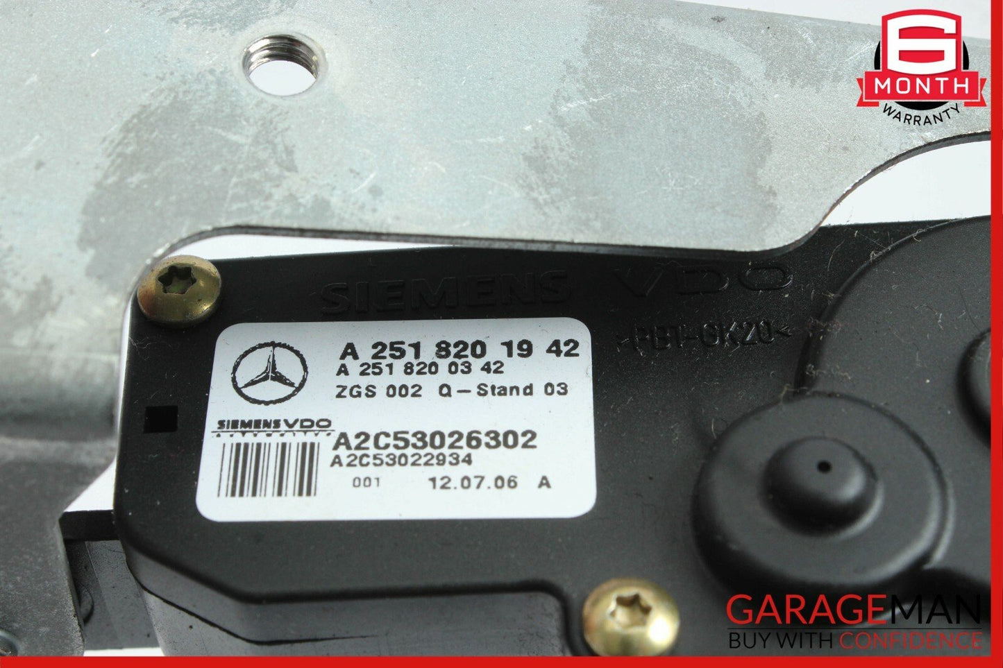 06-12 Mercedes W251 R350 R550 Rear Left Driver Side Quarter Glass Window Motor