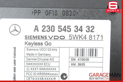 07-08 Mercedes R230 SL550 SL600 Keyless Go Entry Control Module 2305453432 OEM