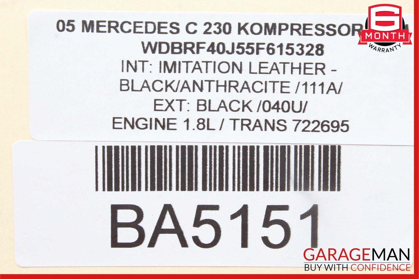 01-07 Mercedes W203 C230 C320 Rear Left Side Door Computer Control Module A95
