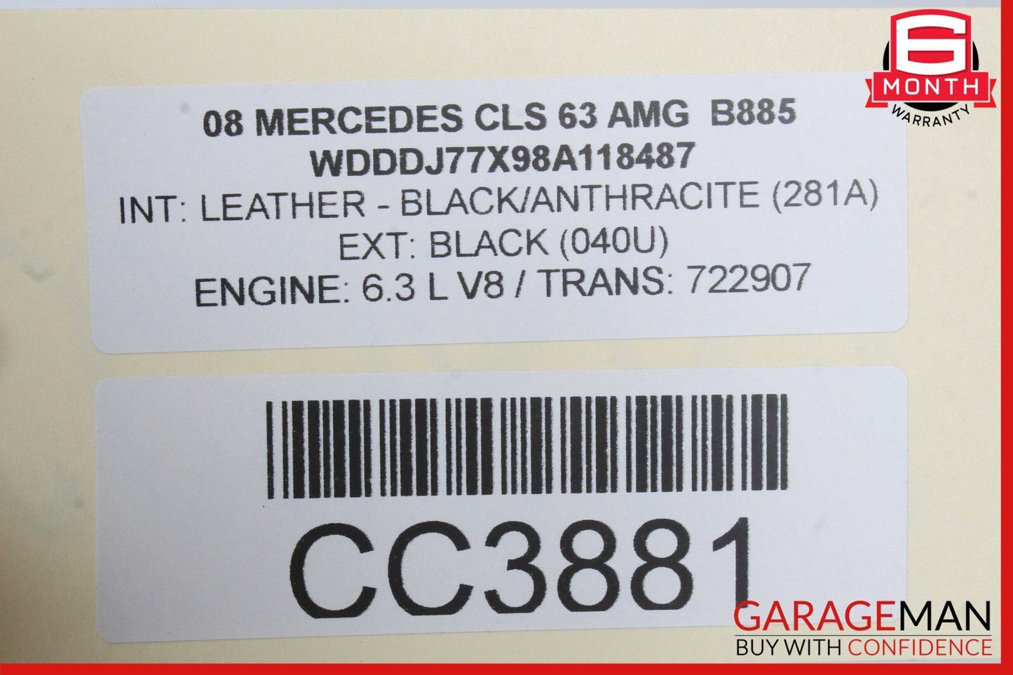 06-11 Mercedes W219 CLS63 CLS55 AMG Rear Right Interior Door Panel Black OEM