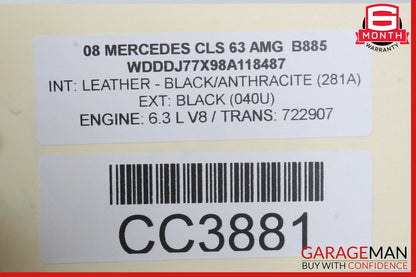 06-11 Mercedes W219 CLS63 CLS55 AMG Rear Right Interior Door Panel Black OEM