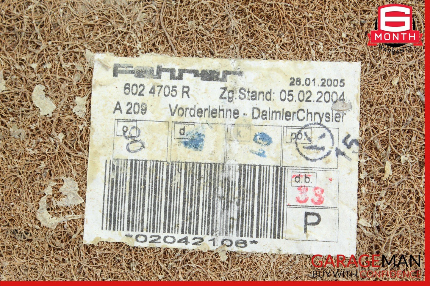 03-09 Mercedes W209 CLK320 CLK500 Front Right Side Top Upper Seat Cushion Beige