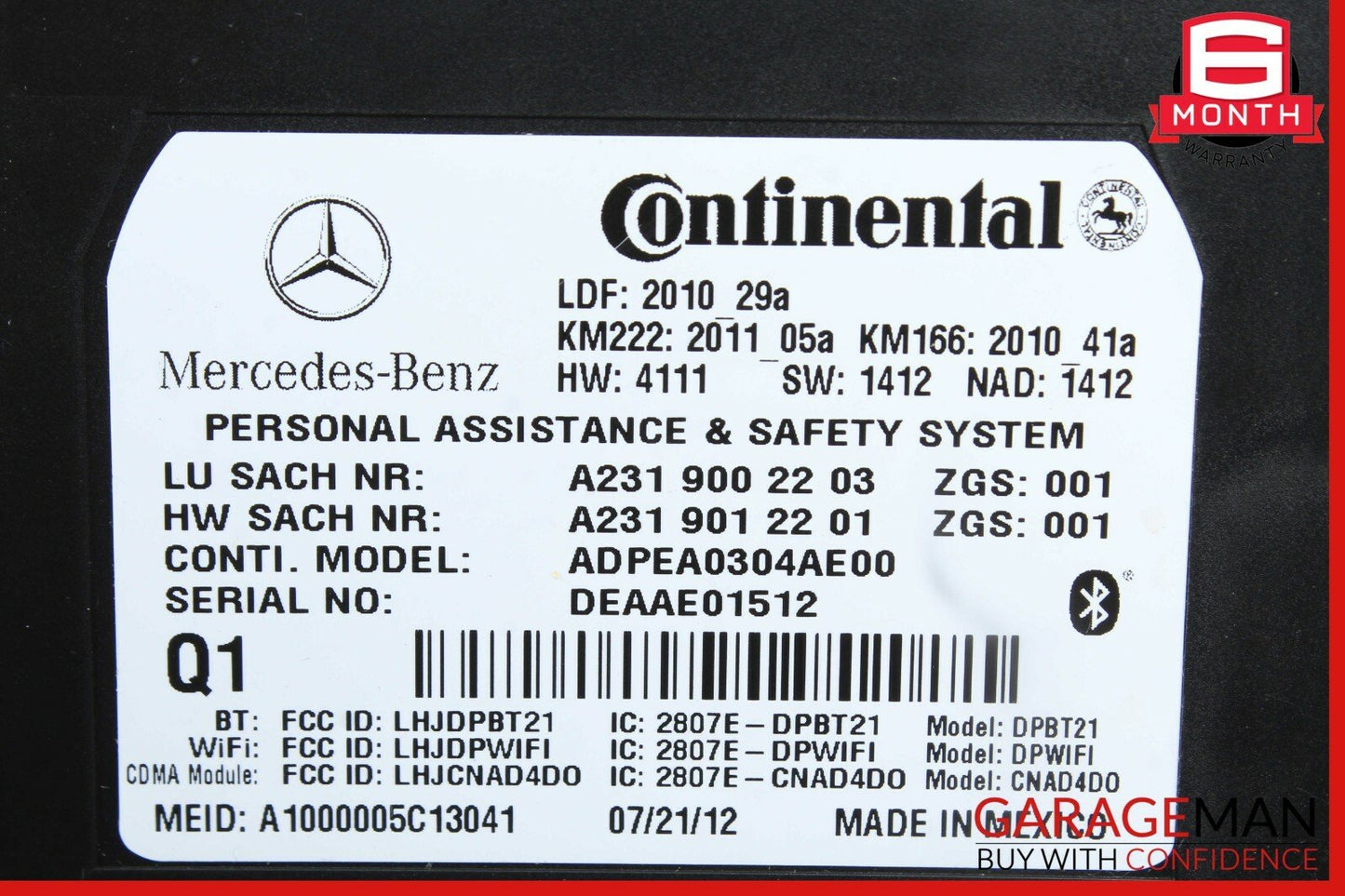 10-14 Mercedes W212 E400 C300 C250 C350 Tele Aid Control Module 2319012201 OEM