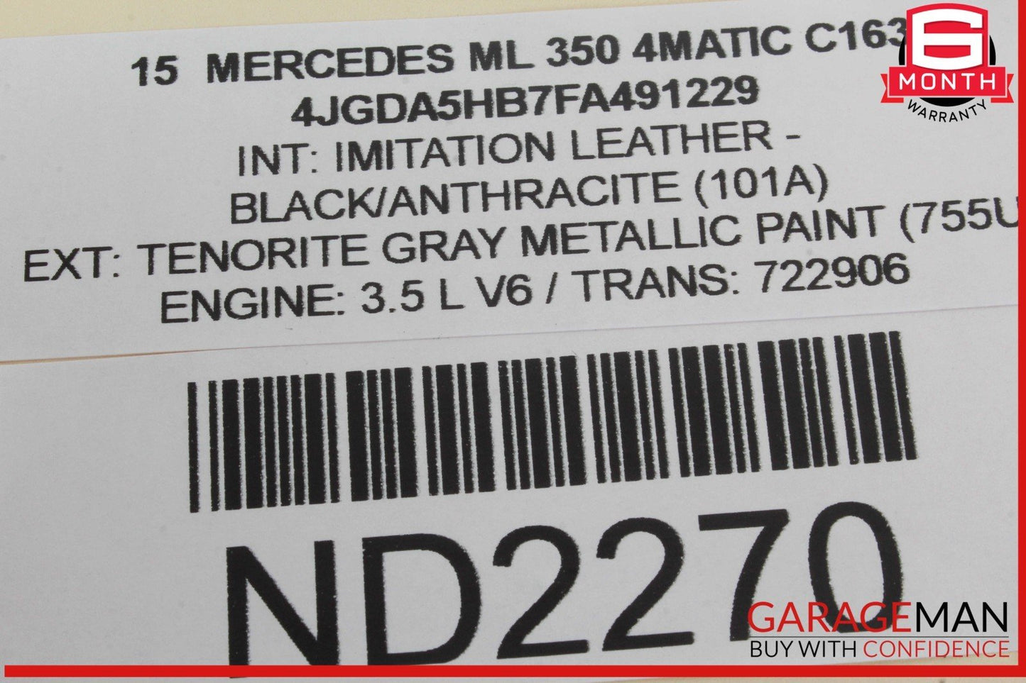 12-15 Mercedes W166 ML350 4MATIC Rear Left Side Bumper Mount Bracket OEM
