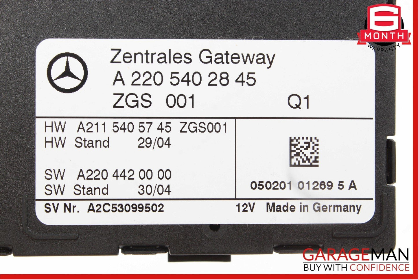 03-06 Mercedes W215 CL500 S500 Central Gateway Control Module 2205402845 OEM