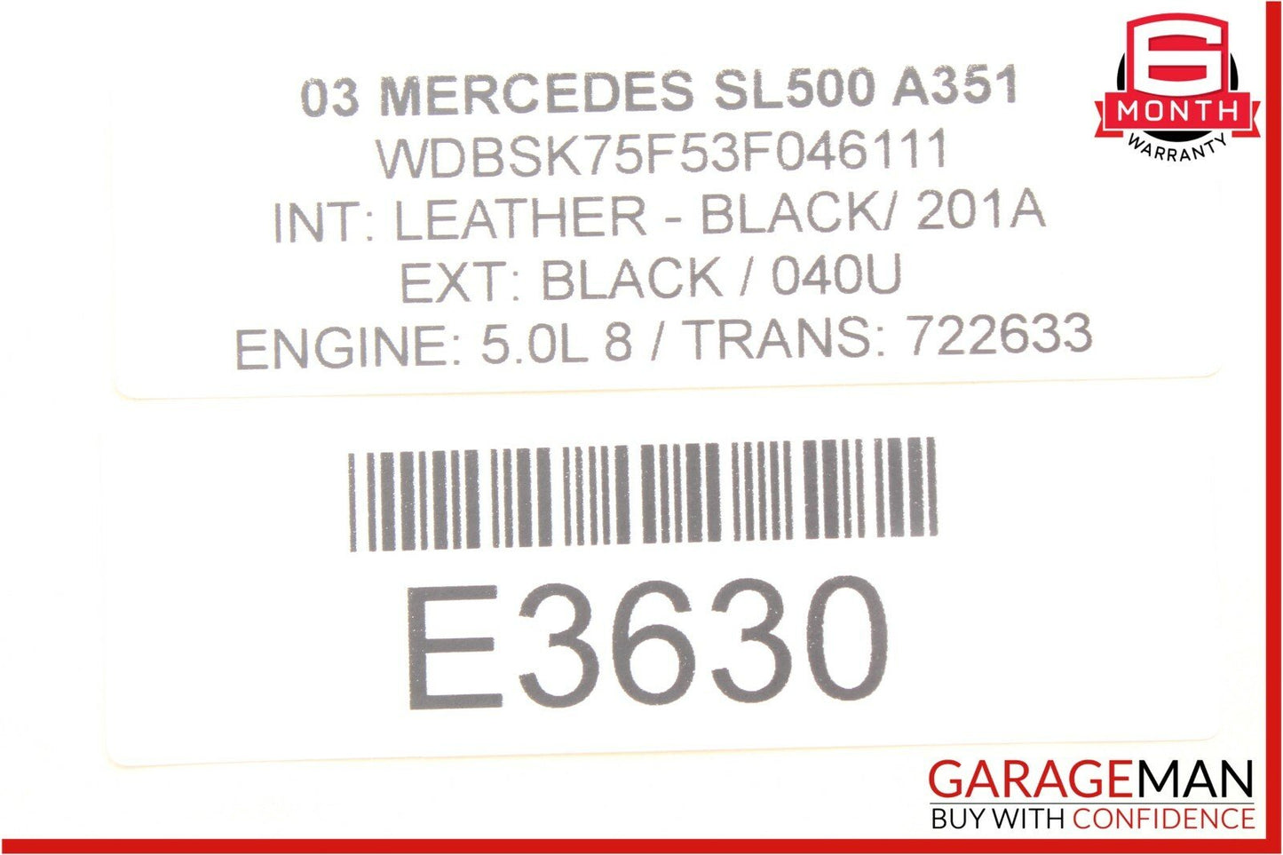 03-09 Mercedes R230 SL500 CLK350 Driver 4 Spoke Steering Wheel Leather Black OEM