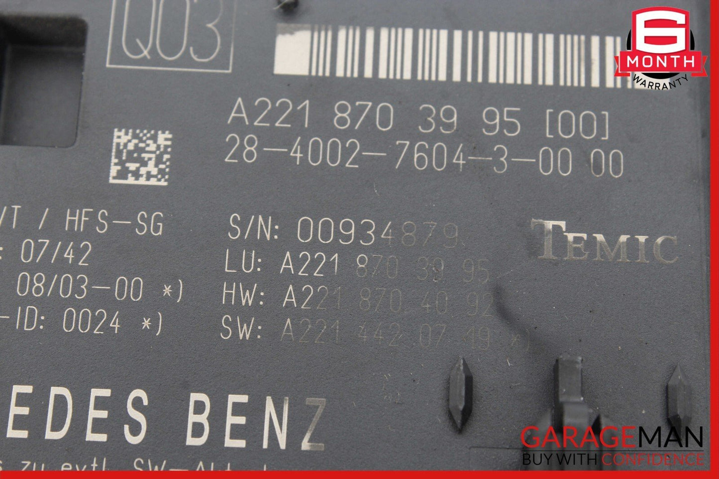 07-13 Mercedes W221 S500 CL550 Trunk Release Remote Open Close Module Unit OEM