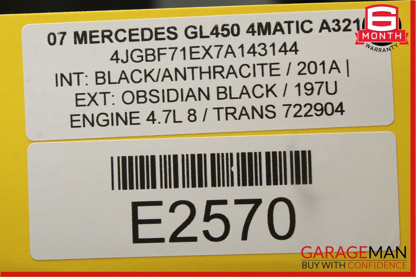 07-12 Mercedes X164 GL450 GL550 Rear Left Side Roof Rail Rack Cover Cap OEM