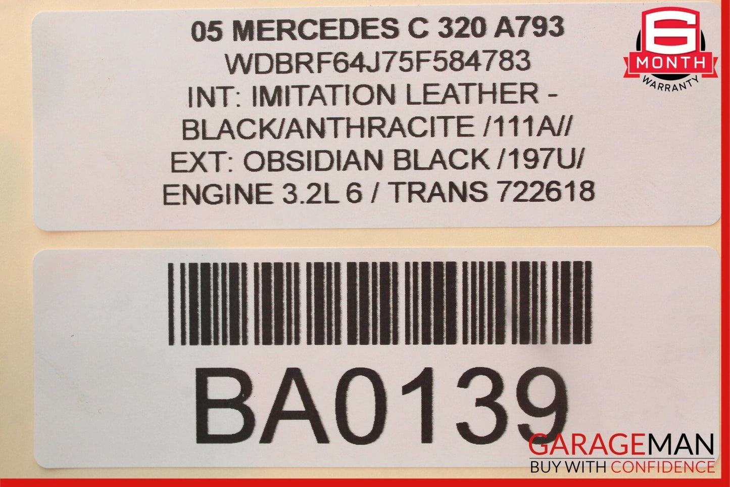 05-07 Mercedes W203 C320 Rear Left Driver Side Exterior Door Handle Black OEM