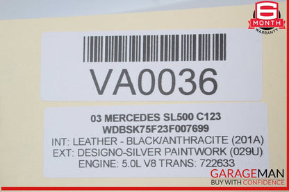 03-08 Mercedes R230 SL500 Rear Left Seat Belt Retractor Luggage w/ Speaker OEM