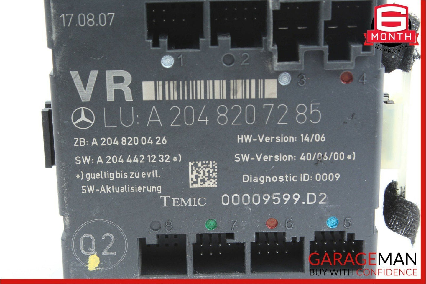 08-14 Mercedes W204 C300 C350 Sedan Front Right Side Door Control Module Unit