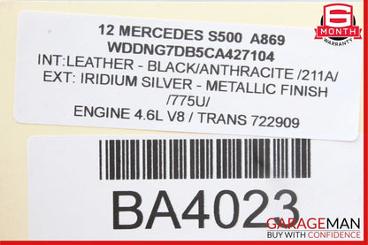07-13 Mercedes W221 S400 S550 Rear Right Exterior Door Handle Keyless Go Silver