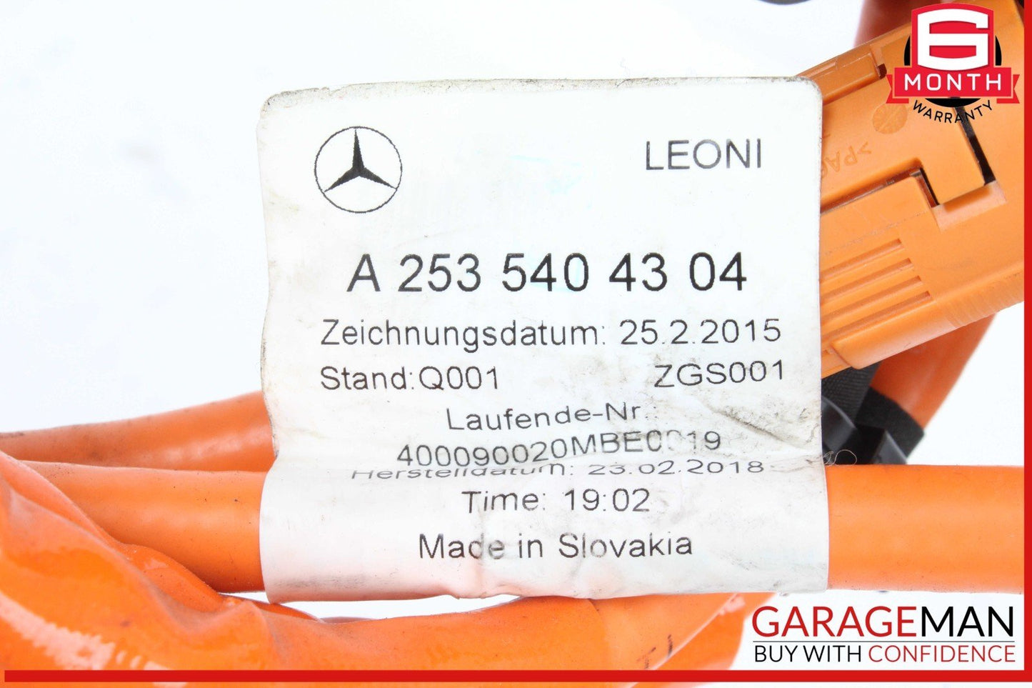18-20 Mercedes X253 GLC350e Hybrid Battery High Voltage Cable 2535404304 OEM
