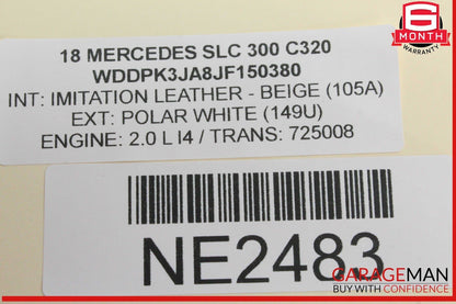 12-20 Mercedes R172 SLC300 SLK250 Front Top Roof Lock Latch Cylinder Set OEM