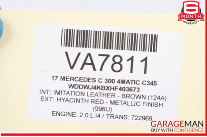15-20 Mercedes W205 C300 4MATIC ECU ECM Engine Control Module Unit 2749001600