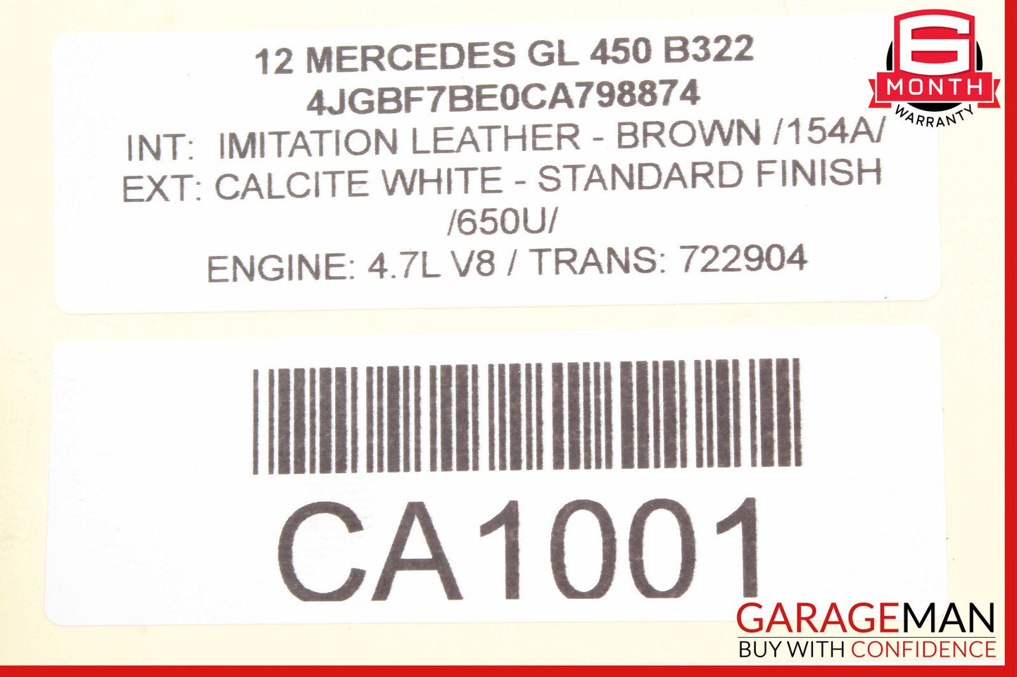 06-13 Mercedes X164 GL450 R350 Window Regulator Motor Front Right Side OEM