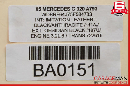 01-07 Mercedes W203 C320 Rear Left Door Window Motor 2038202942 OEM