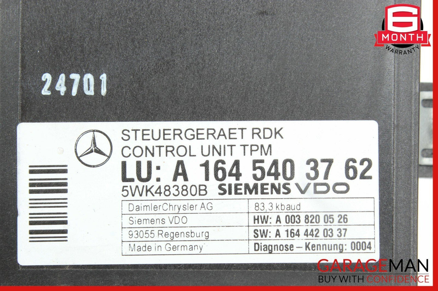06-12 Mercedes W211 E350 SL550 CLS550 TPMS Tire Pressure Control 1645403762 OEM