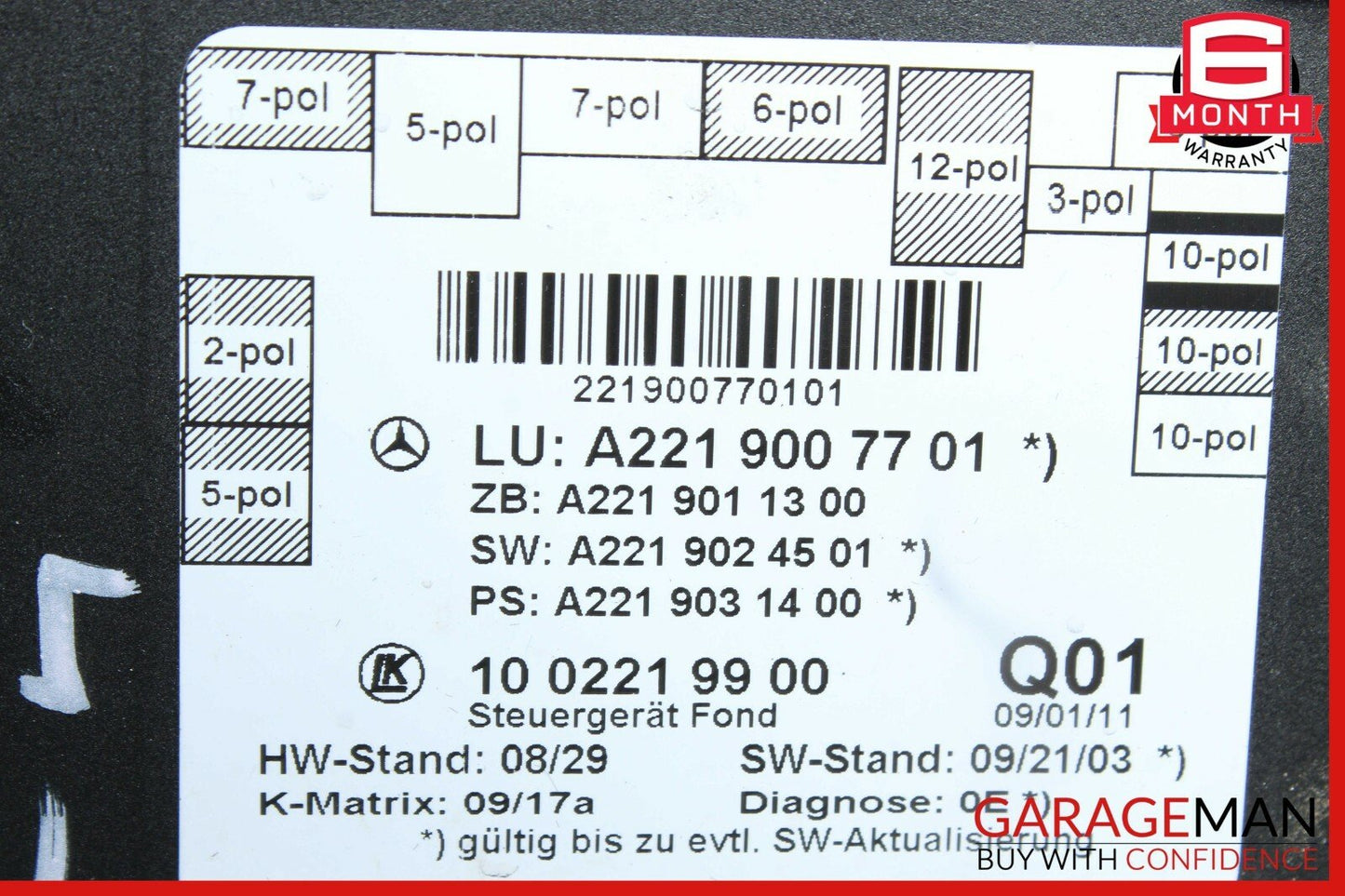 10-13 Mercedes W221 S400 S550 S63 AMG Rear Left or Right Door Control Module OEM