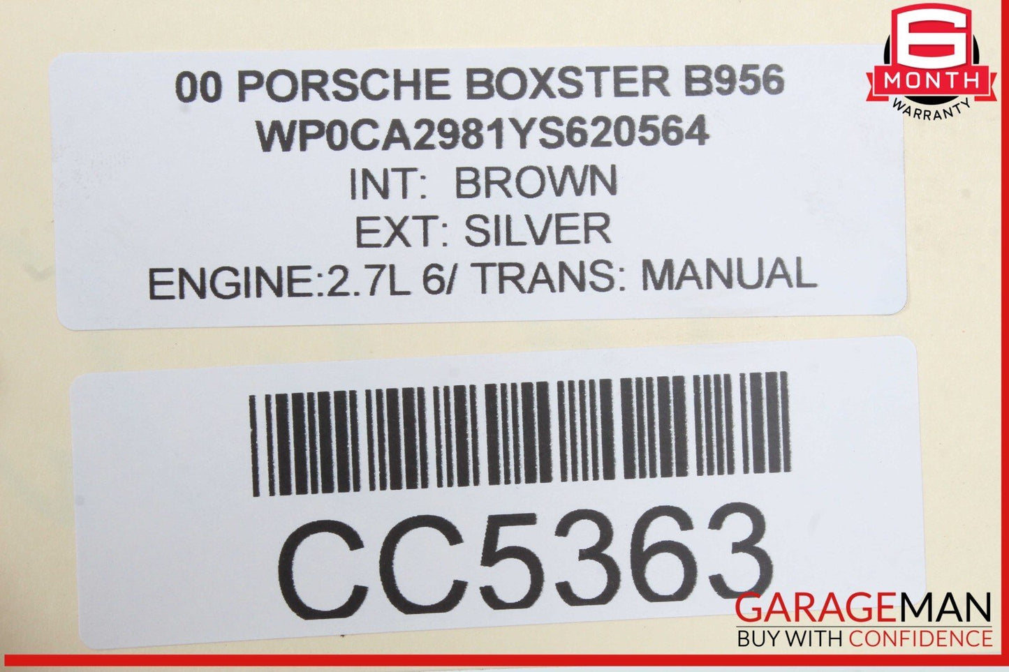 97-04 Porsche 986 Boxster Rear Bumper Reinforcement Impact Crash Bar Rebar OEM