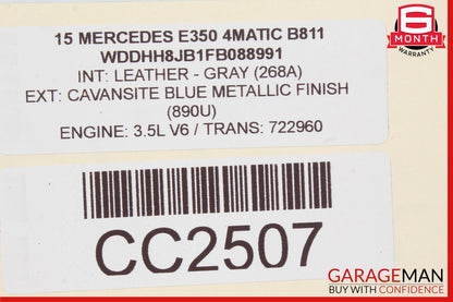 10-16 Mercedes W212 E350 Front Right Lower Bottom Seat Cushion Cover Gray OEM