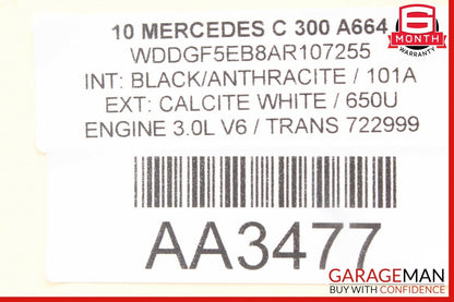 08-14 Mercedes W204 C250 C350 Front Right Side Sunvisor Sun Visor Black