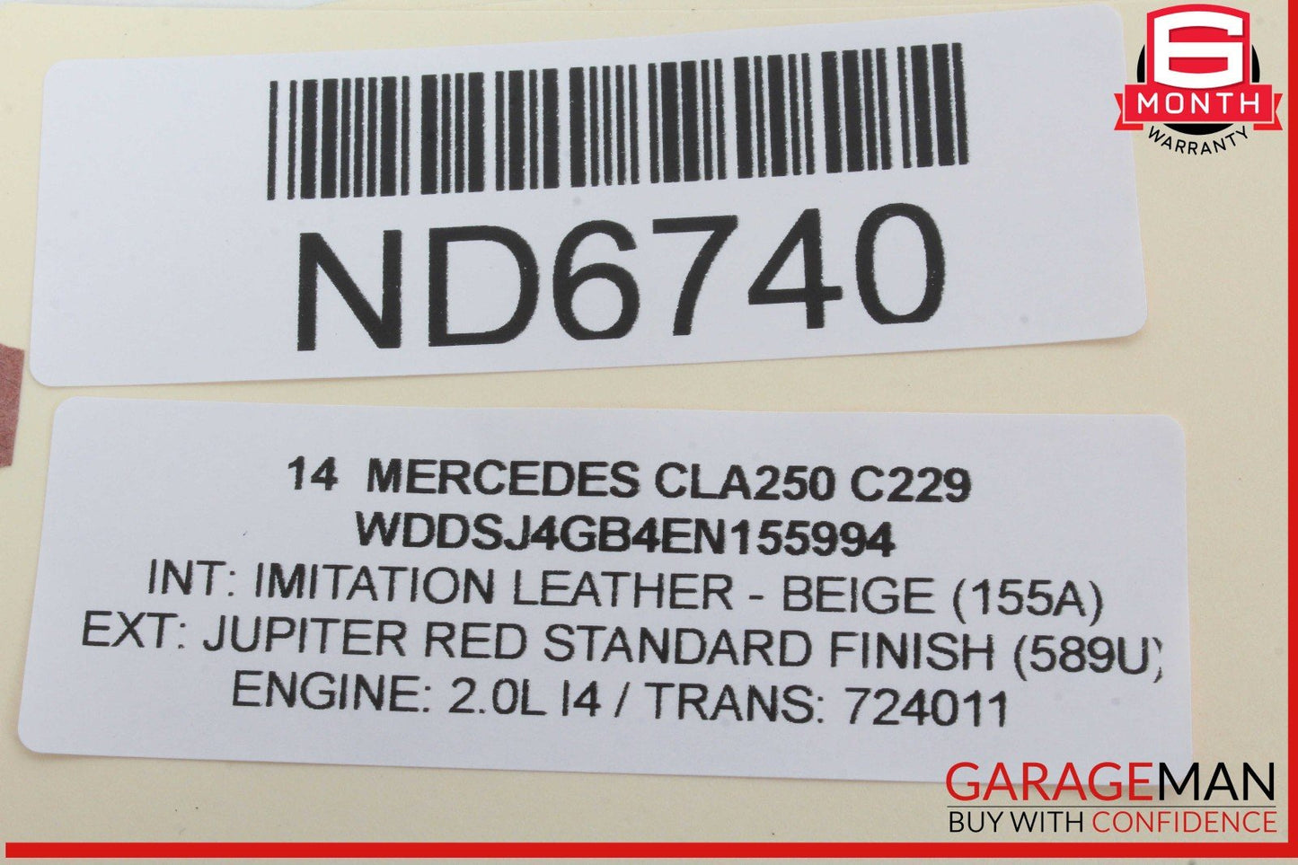 14-19 Mercedes W117 CLA250 Rear Left Side Door Window Regulator Motor Unit OEM
