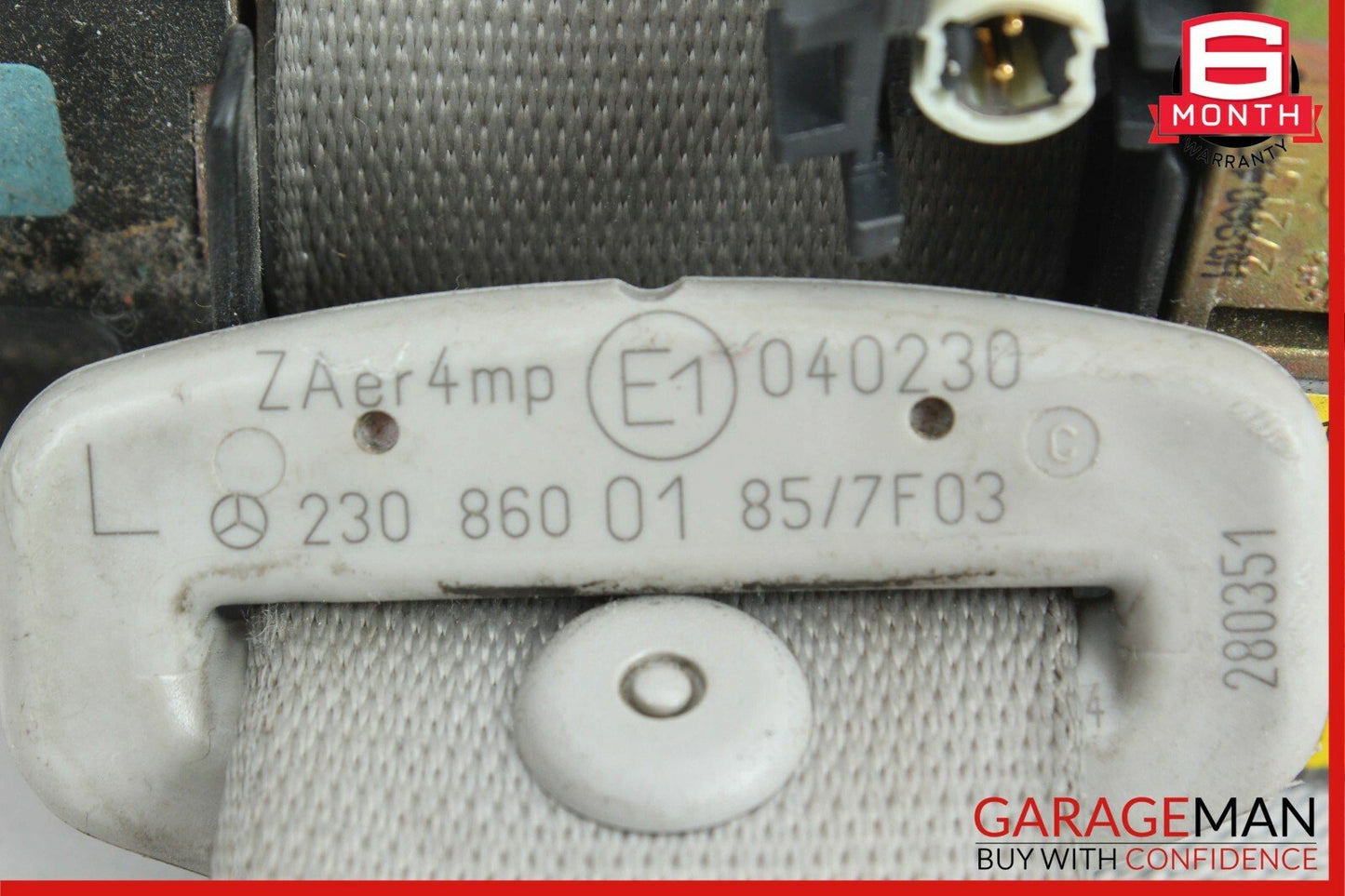 03-06 Mercedes R230 SL500 Front Left Driver Seatbelt Seat Belt Retractor Gray