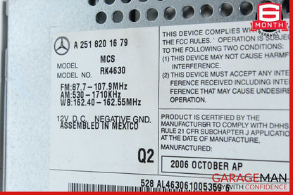06-08 Mercedes W251 R350 4MATIC Command Head Unit Navigation Radio CD Player OEM