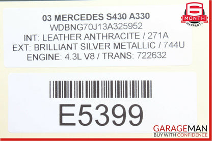 00-06 Mercedes W220 S430 S500 CL600 Power Steering Oil Cooling Line Lines OEM