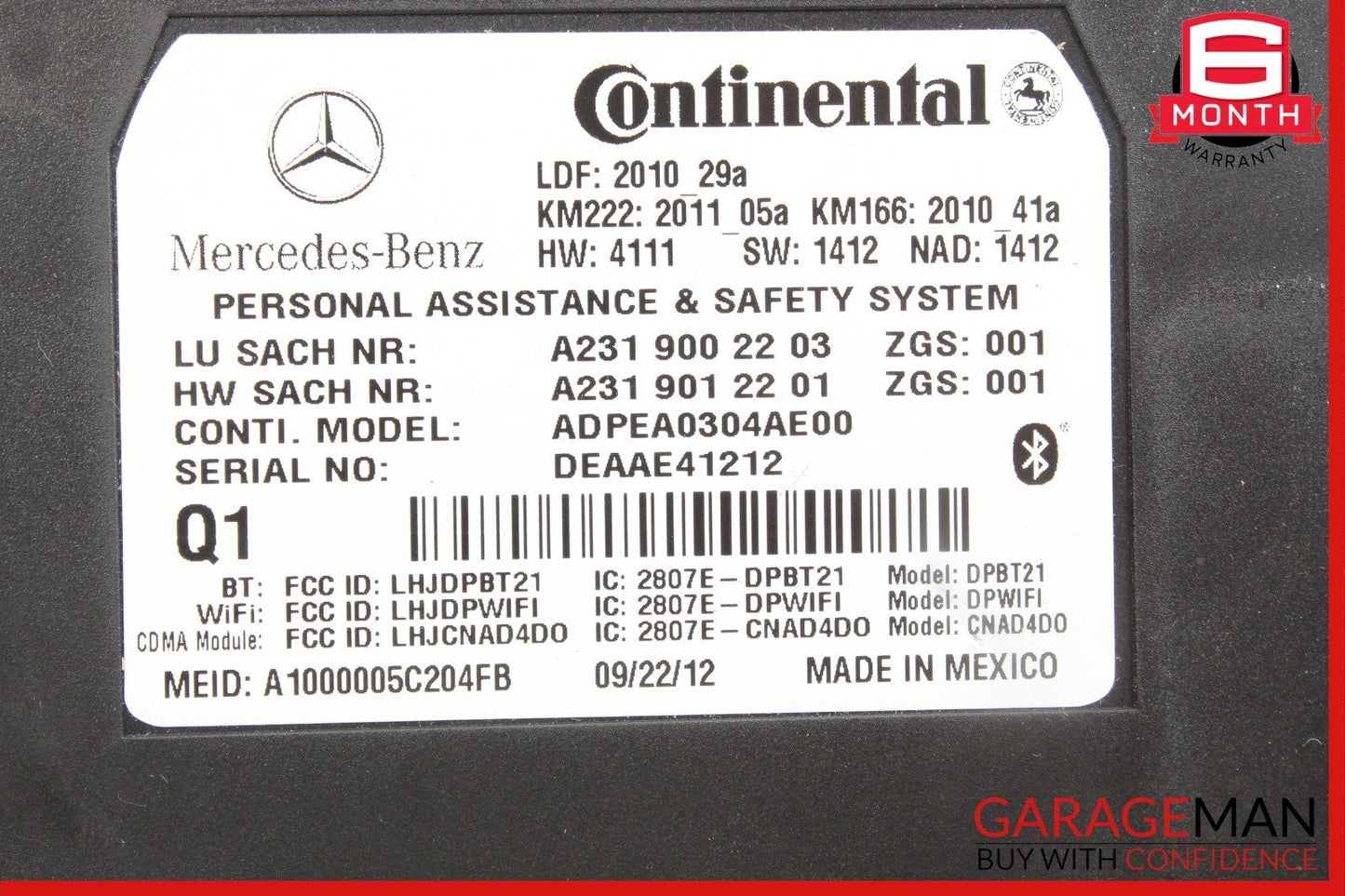 10-16 Mercedes R172 SLK250 ML550 C250 E350 Tele Aid Control Module 2319002203