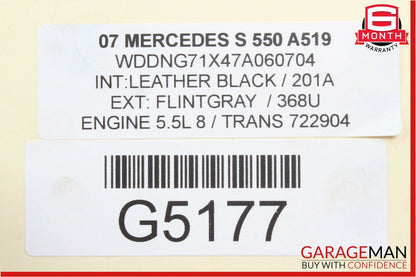 07-13 Mercedes S550 Front Right Keyless Go Door Lock Actuator w/ Door Handle