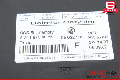03-12 Mercedes W211 E350 SLK280 GL550 E320 Seat Control Module Left Side OEM