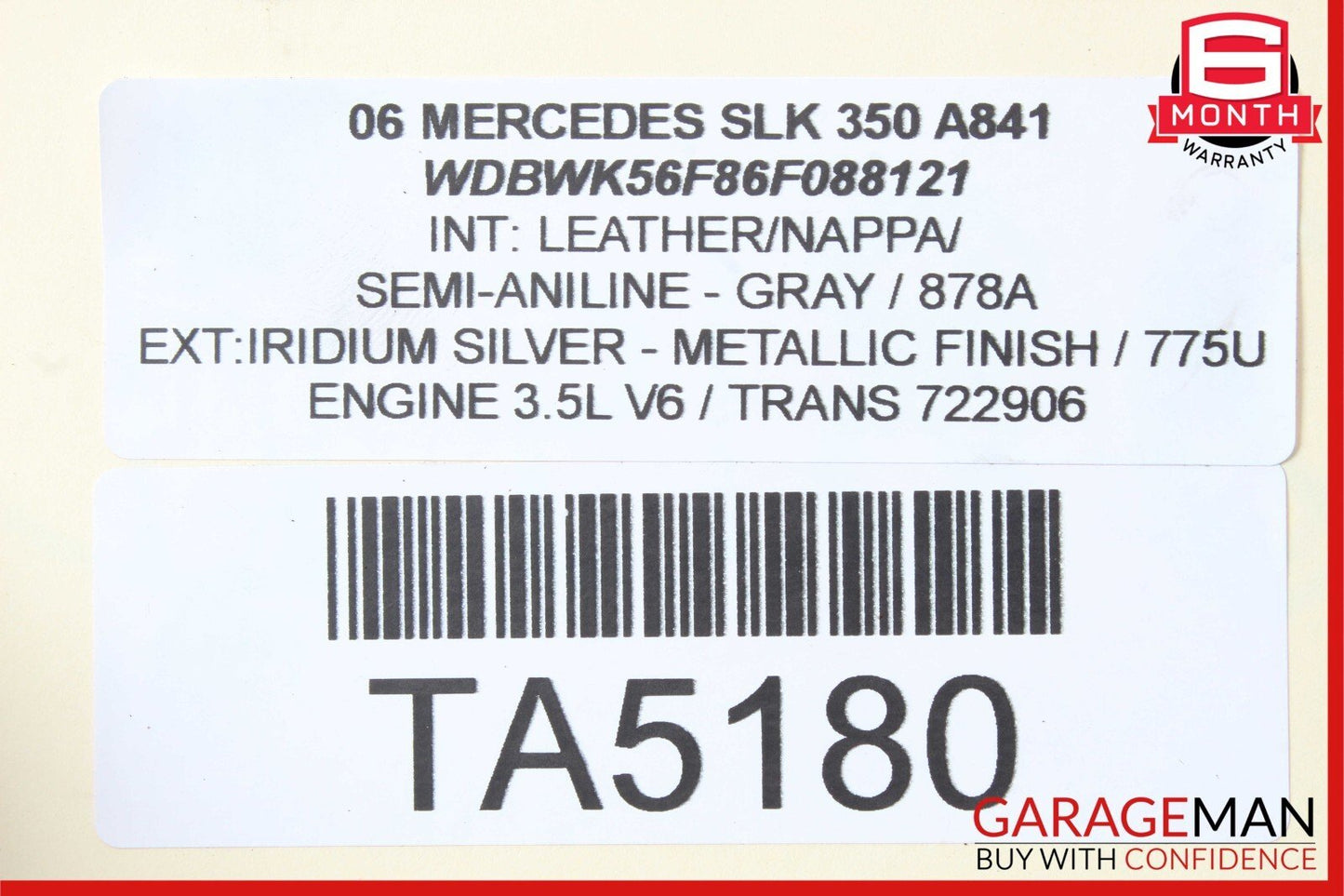 05-11 Mercedes R171 SLK350 Power Brake Booster Master Cylinder Assembly